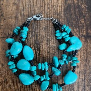 Turquoise and Black Beaded Necklace
